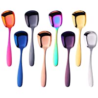 Do Buy 8 Colores Cuchara sopera cuchara Acero Inoxidable Cuchara postre Cuchara Cuchara de pastel 8 piezas